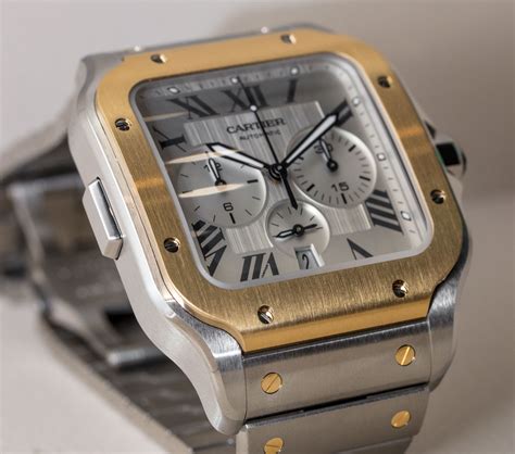 santos de cartier gold watch|cartier santos chronograph watch.